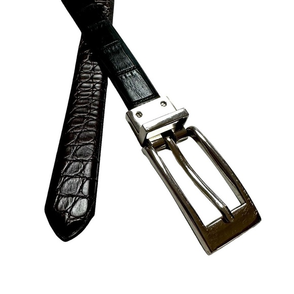 Reversable, Sophisticated Black /Brown Crocodile Pattern Belt - Picture 1 of 3